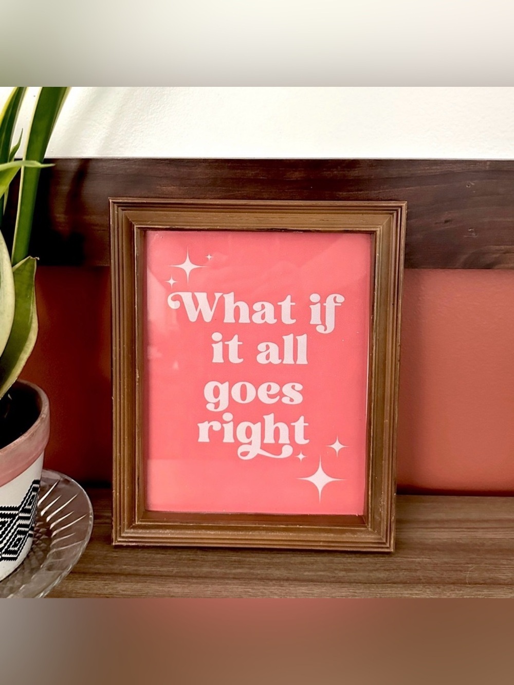What If It All Goes Right? Motivational Canvas Print Faux Wood Framed Wall Art